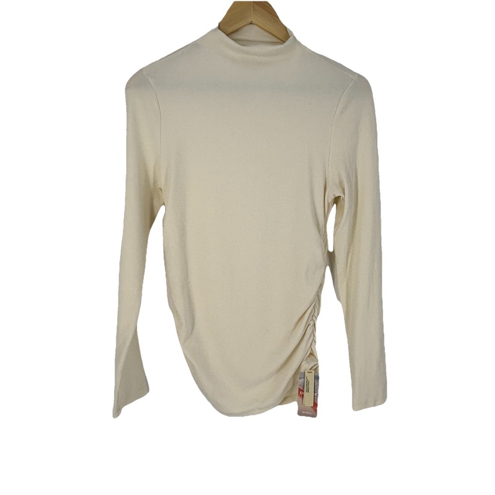 OGL Top Size L NEW ProWarm Thermal Ruched Sides‎ Tuckable Mockneck Classic Ivory